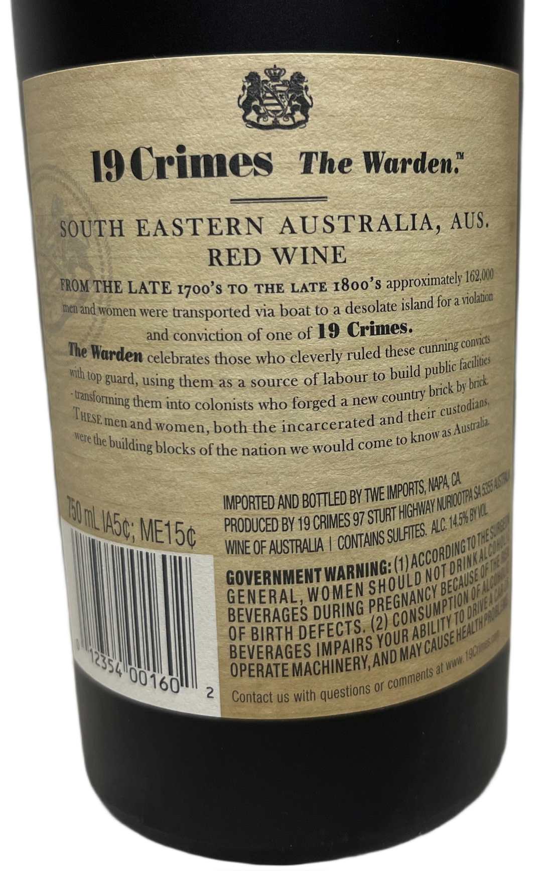 2016 19 Crimes The Warden Proprietary Red