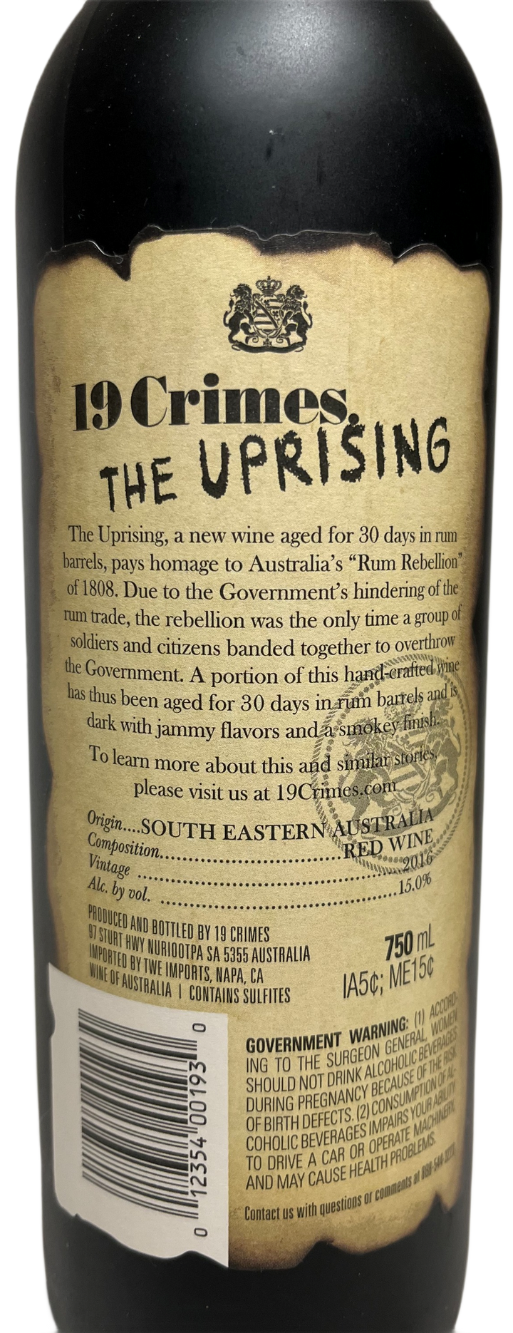2016 19 Crimes The Uprising Proprietary Red