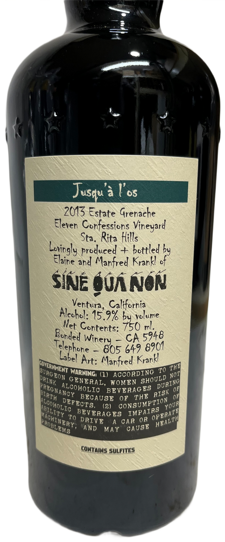 2013 Sine Qua Non Jusqu' a l'os Grenache