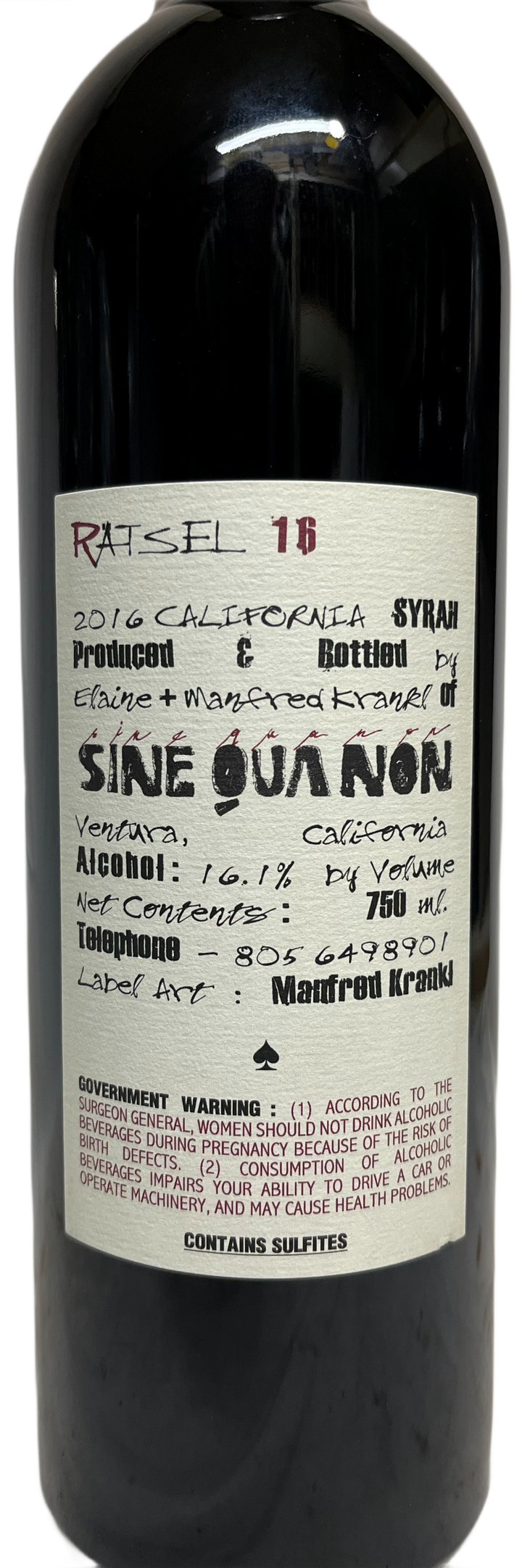 2016 Sine Qua Non Ratsel 16 Syrah