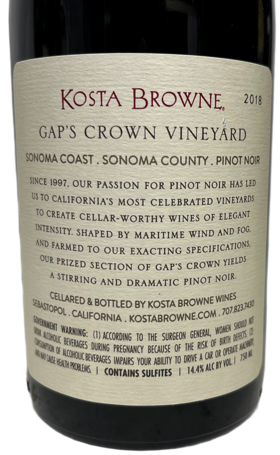 2018 Kosta Browne Gaps Crown Vineyard Pinot Noir