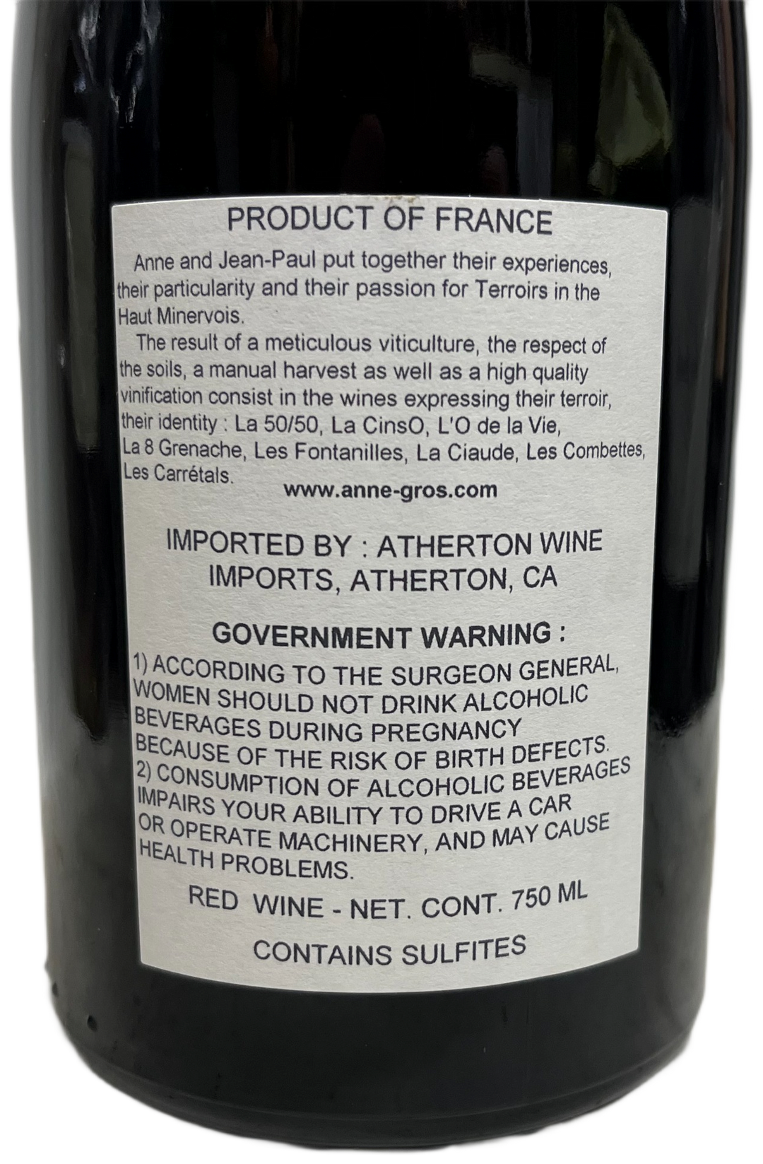 2016 Anne Gros ET Jean Paul Tollot IGP Pays d'Herault Les Combettes