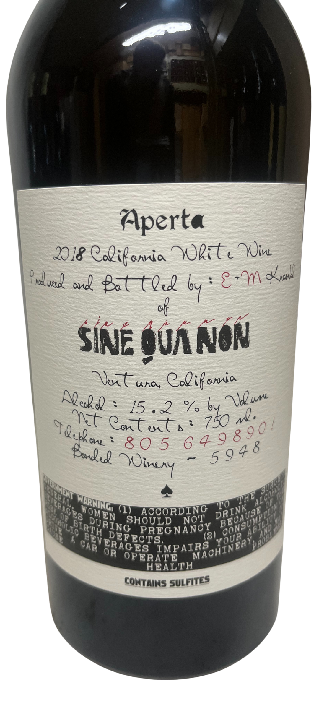 2018 Sine Qua Non Aperta Proprietary White