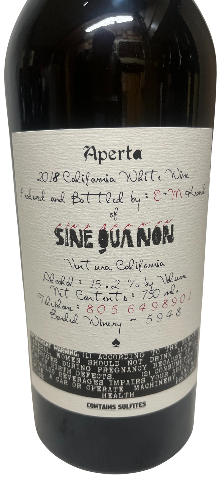 2018 Sine Qua Non Aperta Proprietary White