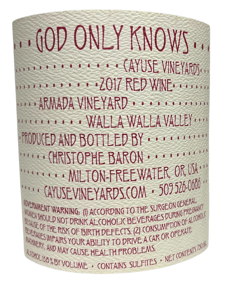 2017 Cayuse Grenache God Only Knows Armada Vineyard