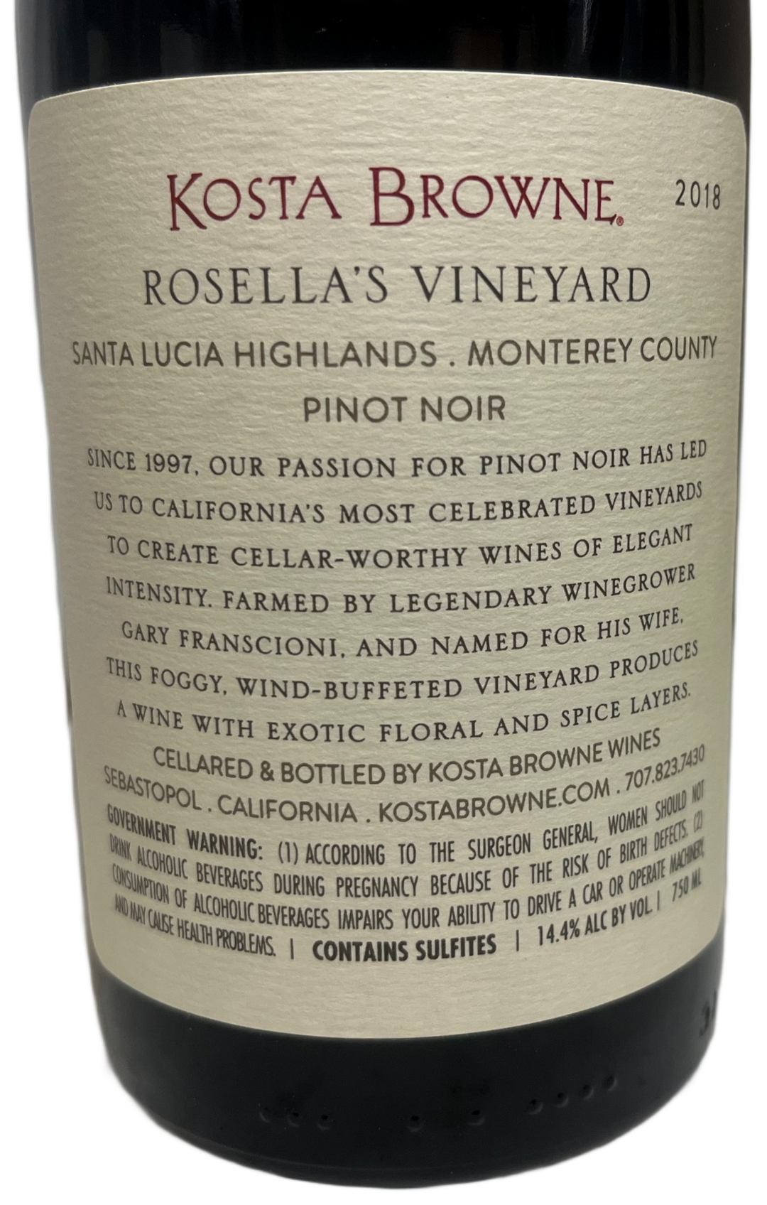 2018 Kosta Browne Rosellas Vineyard Pinot Noir