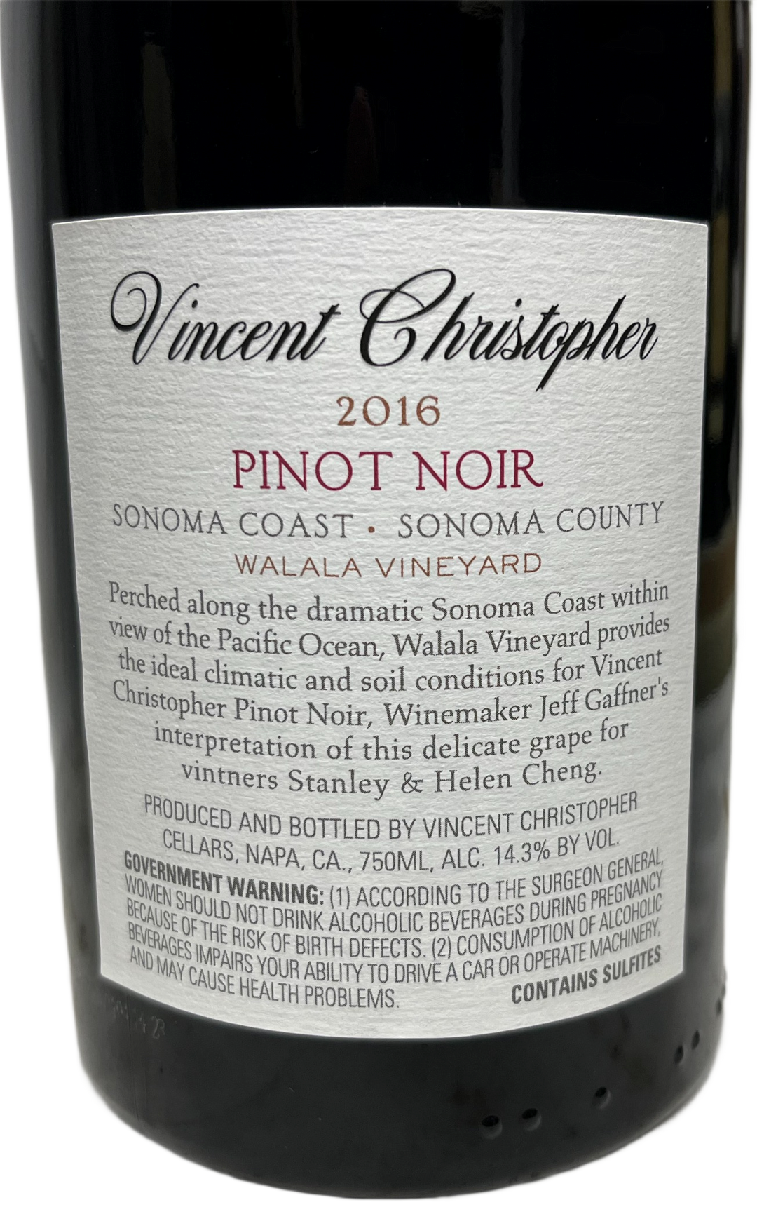 2016 Vincent Christopher Walala Vineyard Pinot Noir