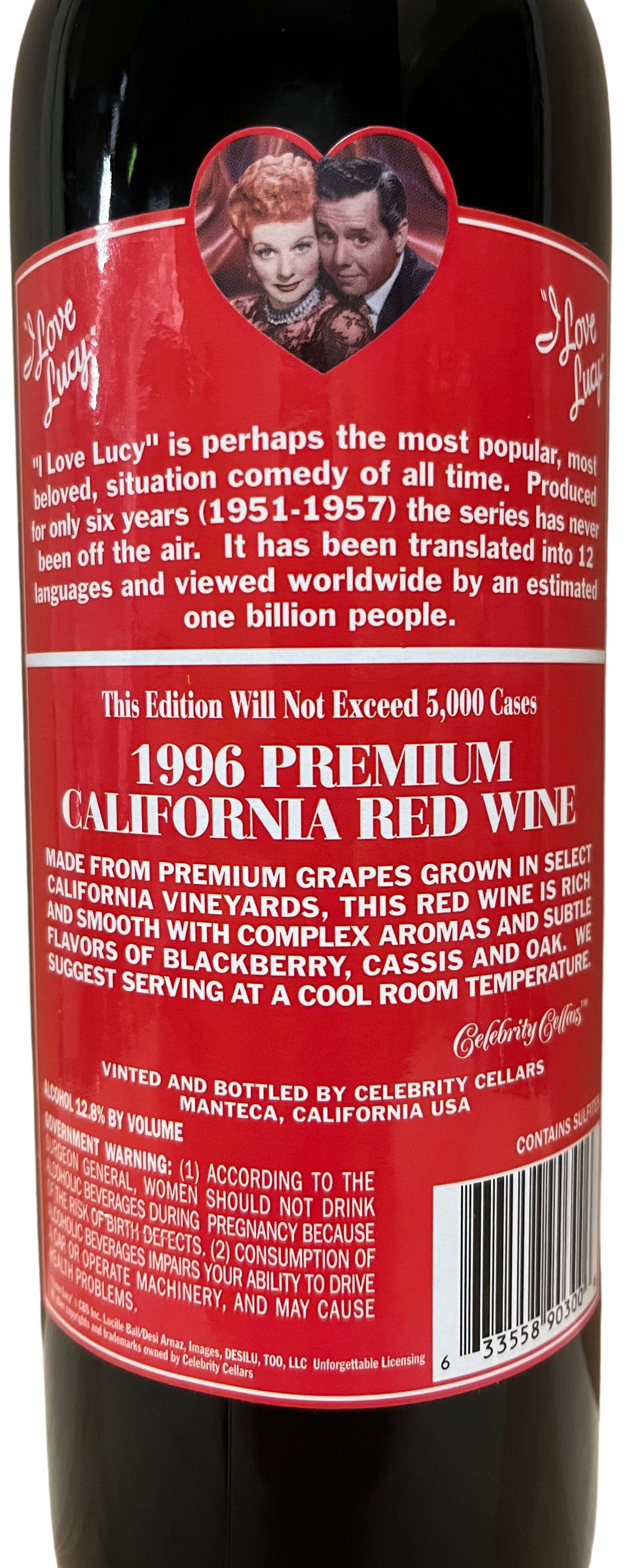 1996 Celebrity Cellars I Love Lucy Proprietary Red Wine