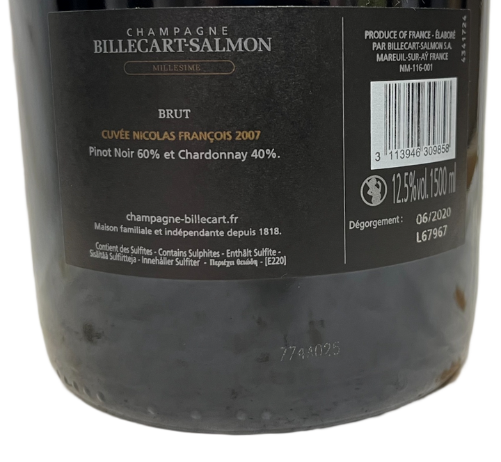 2007 Billecart Salmon Champagne Brut Cuvee Nicolas Francois