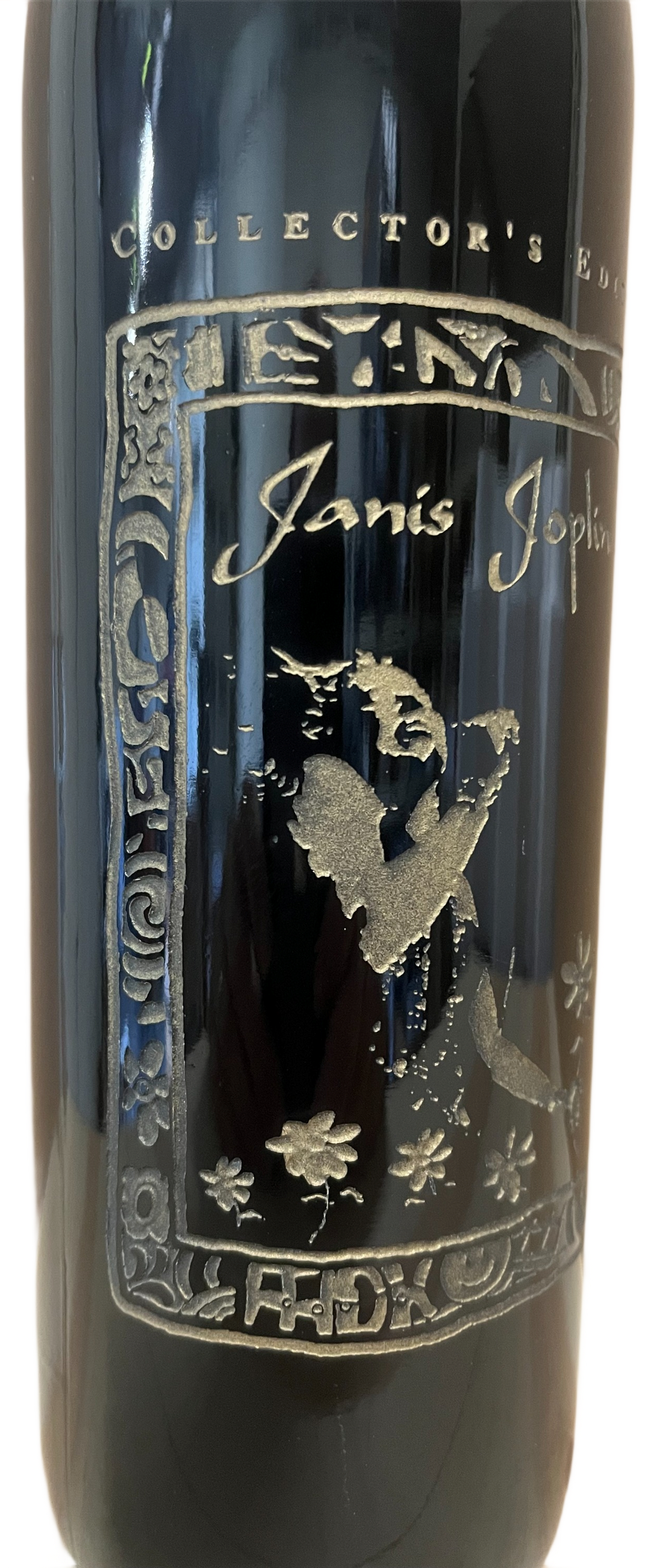 1995 Celebrity Cellars Janis Joplin Proprietary Red Wine Etched Bottle