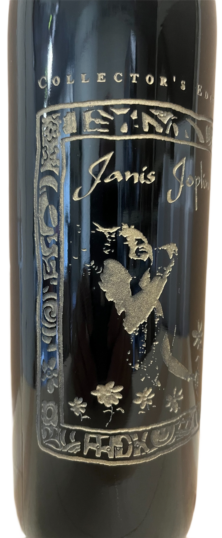 1995 Celebrity Cellars Janis Joplin Proprietary Red Wine Etched Bottle