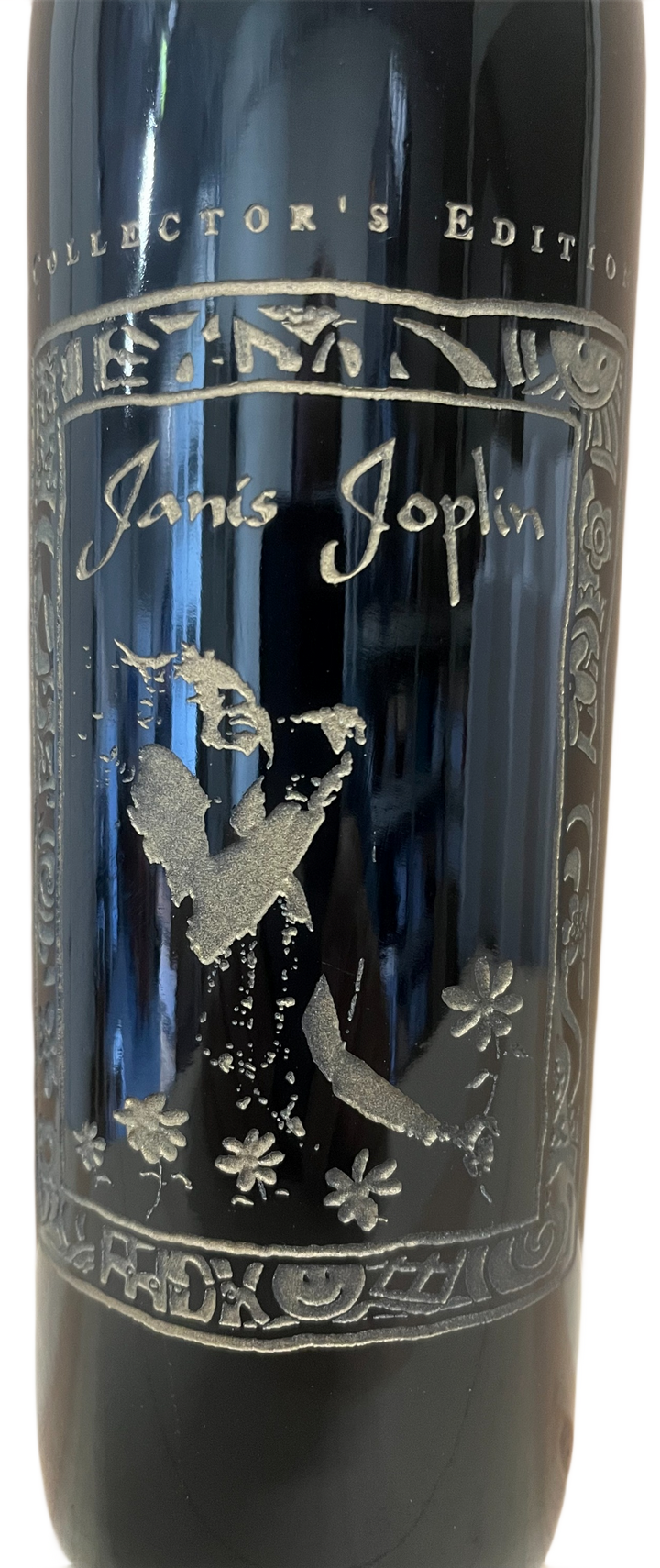 1995 Celebrity Cellars Janis Joplin Proprietary Red Wine Etched Bottle