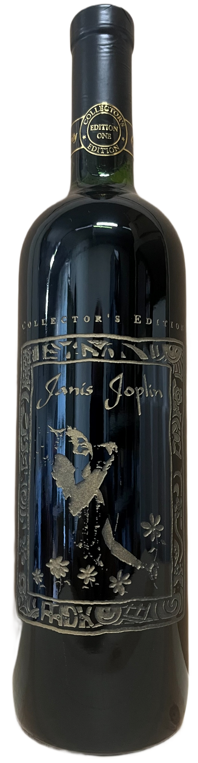 1995 Celebrity Cellars Janis Joplin Proprietary Red Wine Etched Bottle