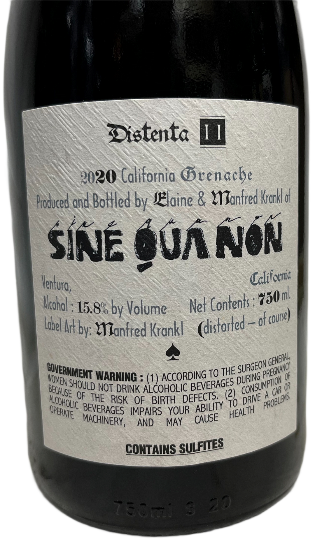 2020 Sine Qua Non Distenta II Grenache