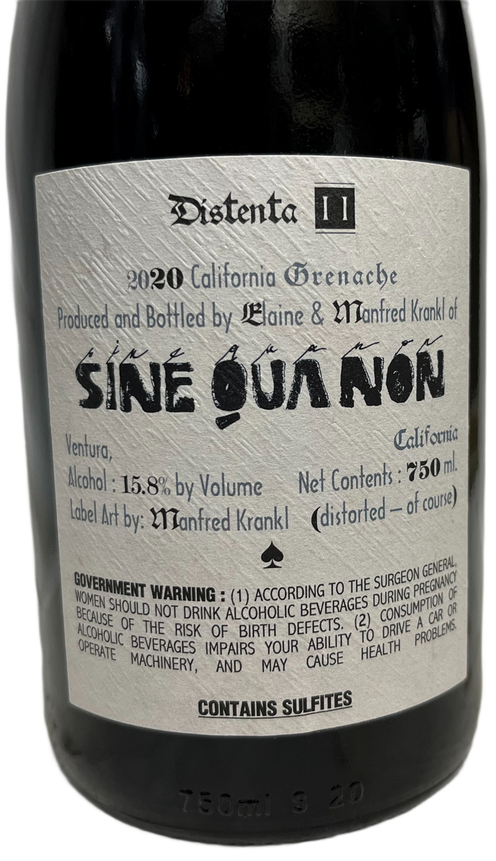 2020 Sine Qua Non Distenta II Grenache