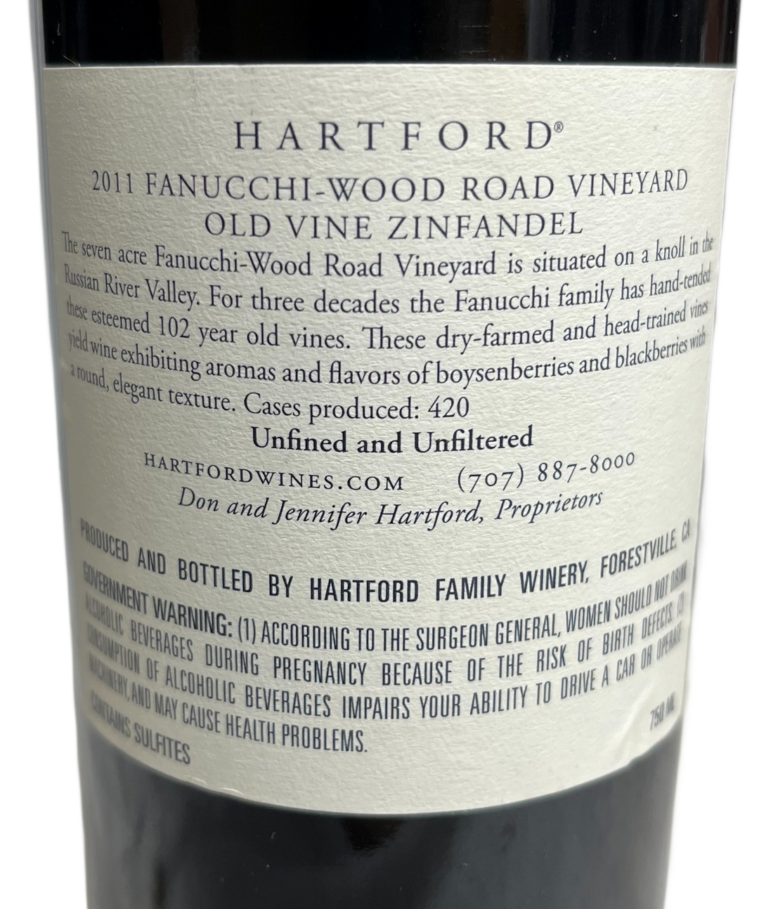 2011 Hartford Old Vine Fanucchi-Wood Road Vineyard Zinfandel