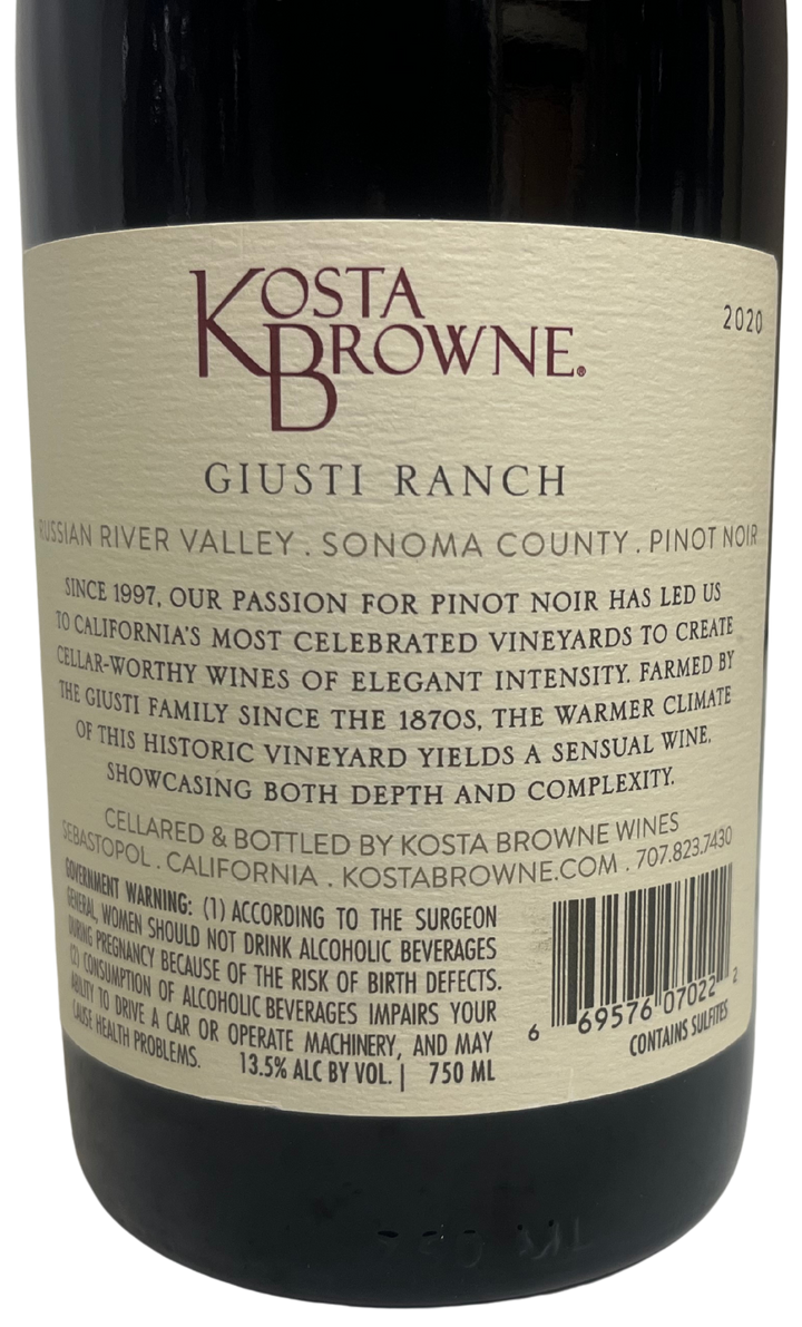 2020 Kosta Browne Giusti Ranch Pinot Noir