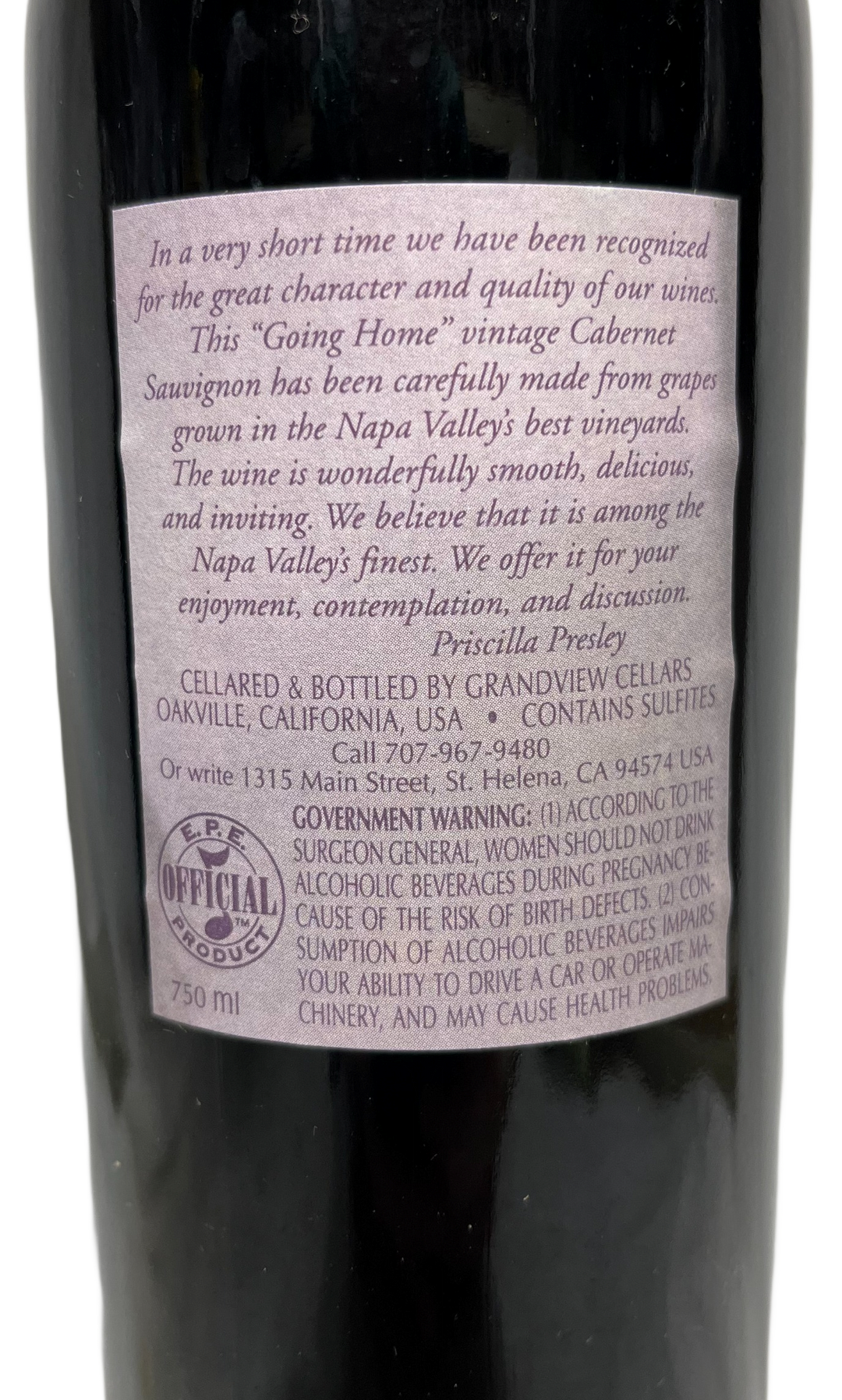 1994 Grandview Cellars Graceland Napa Valley Cabernet Sauvignon