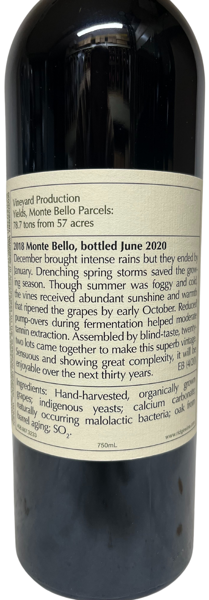 2018 Ridge Monte Bello Proprietary Red