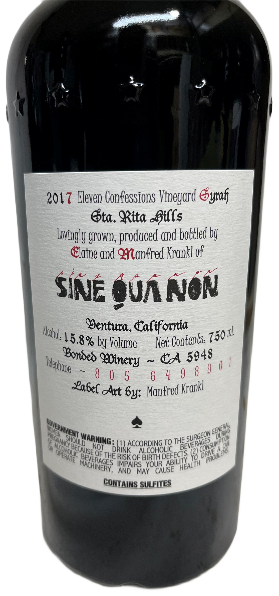 2017 Sine Qua Non Eleven Confessions Syrah