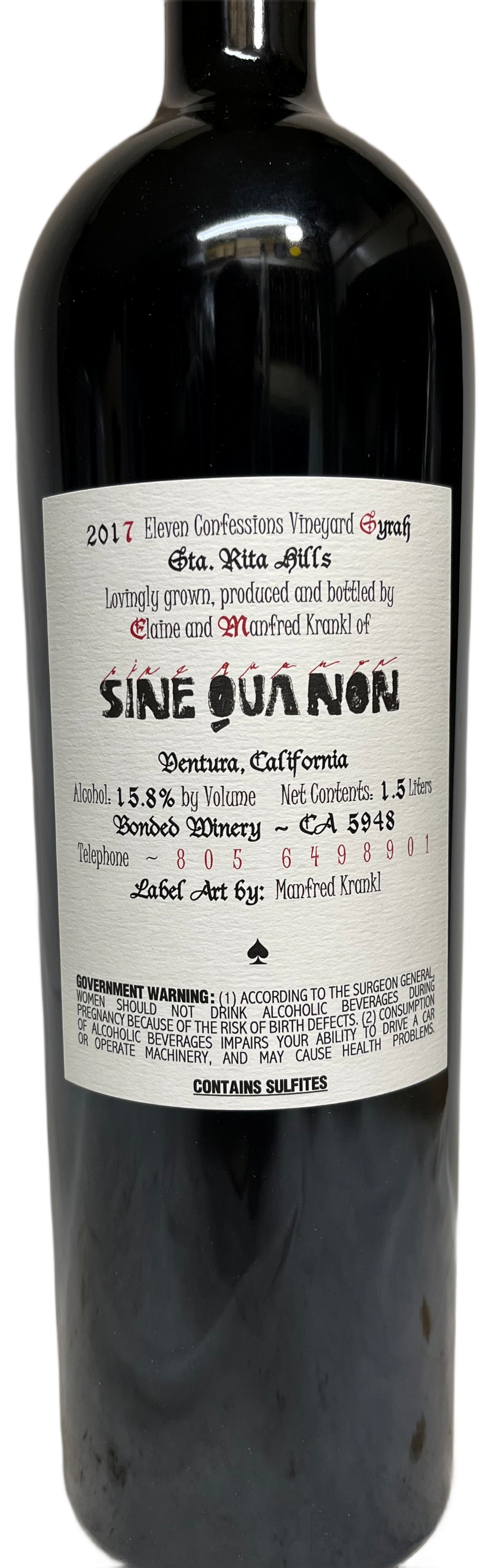 2017 Sine Qua Non Eleven Confessions Syrah