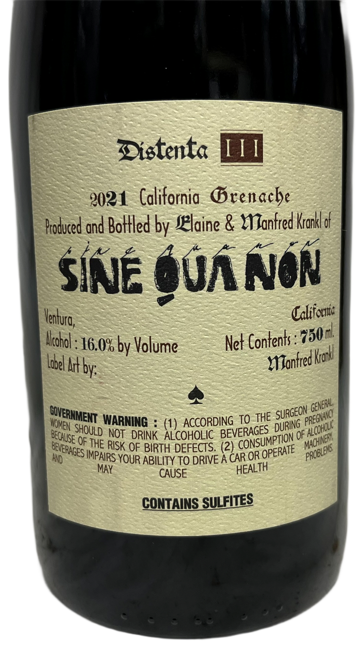 2021 Sine Qua Non Distenta III Grenache