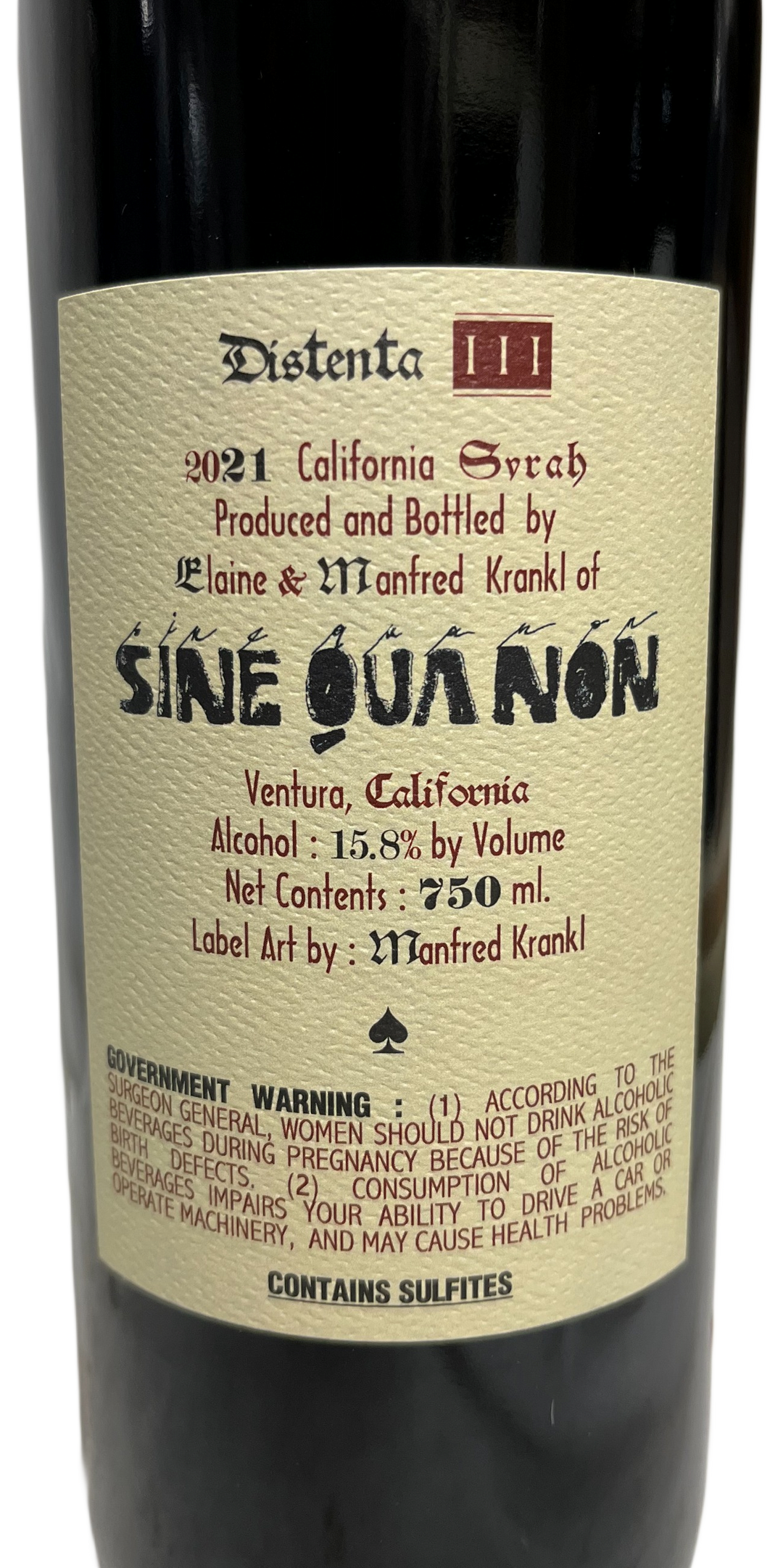 2021 Sine Qua Non Distenta III Syrah