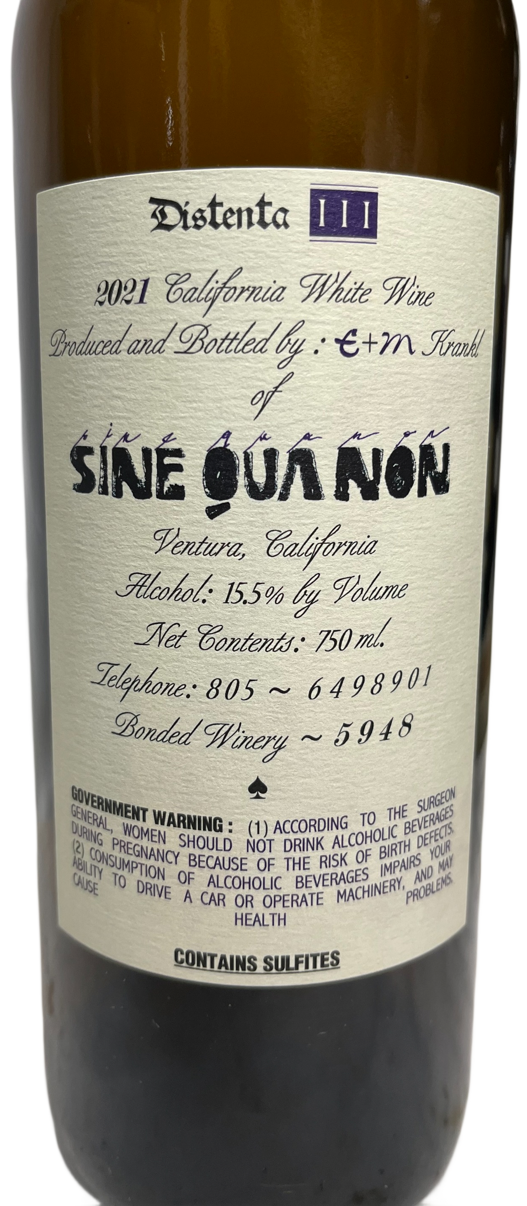 2021 Sine Qua Non Distenta III Proprietary White