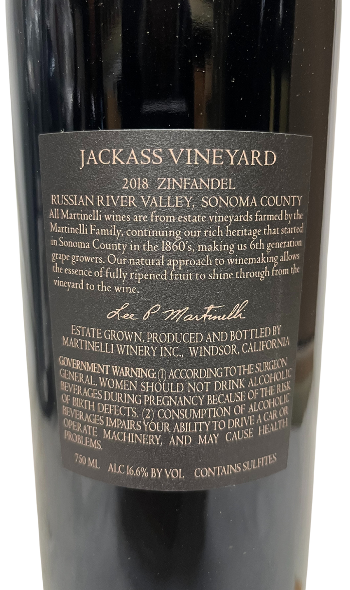 2018 Martinelli Jackass Vineyard Zinfandel