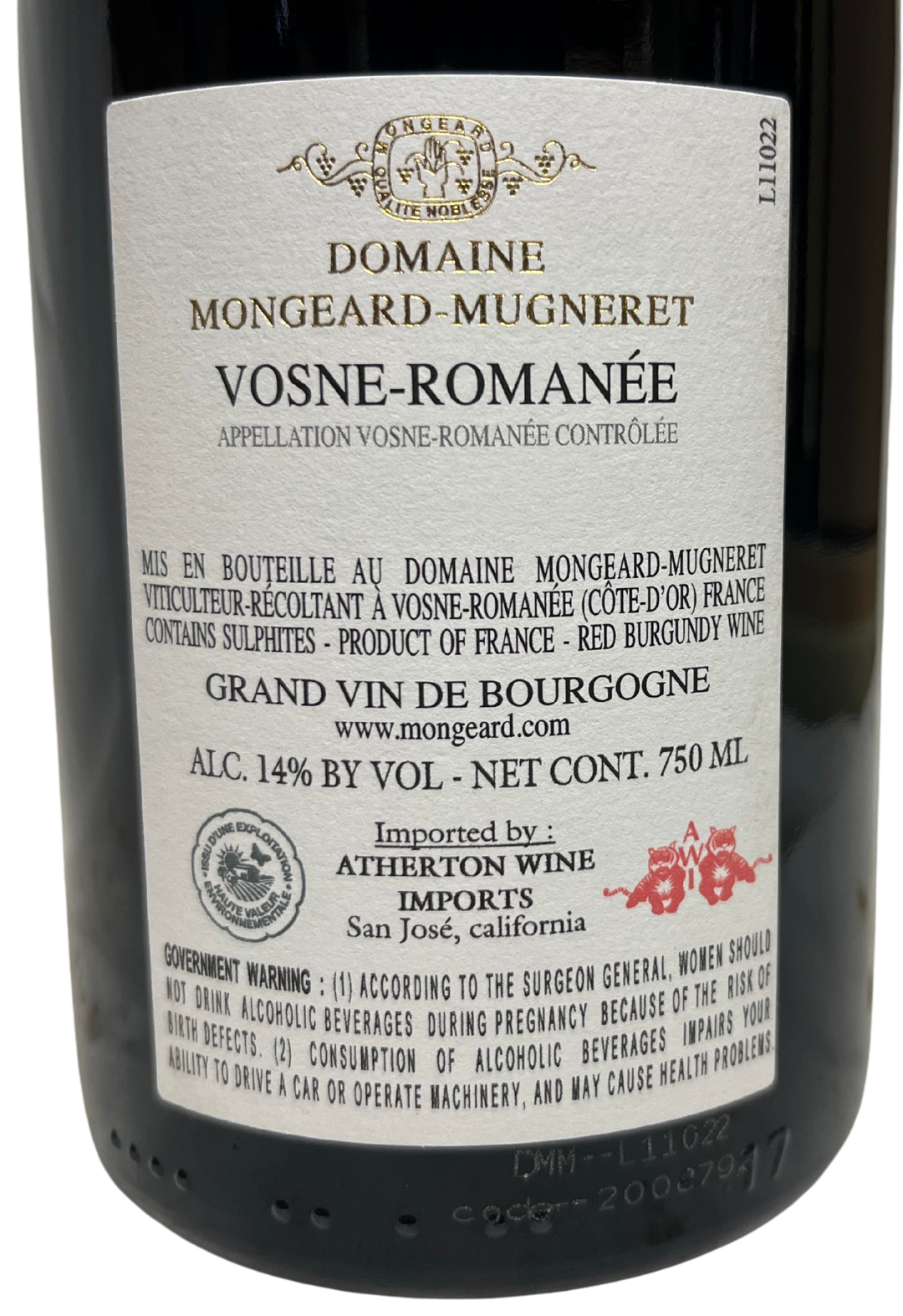 2022 Mongeard Mugneret Vosne Romanee