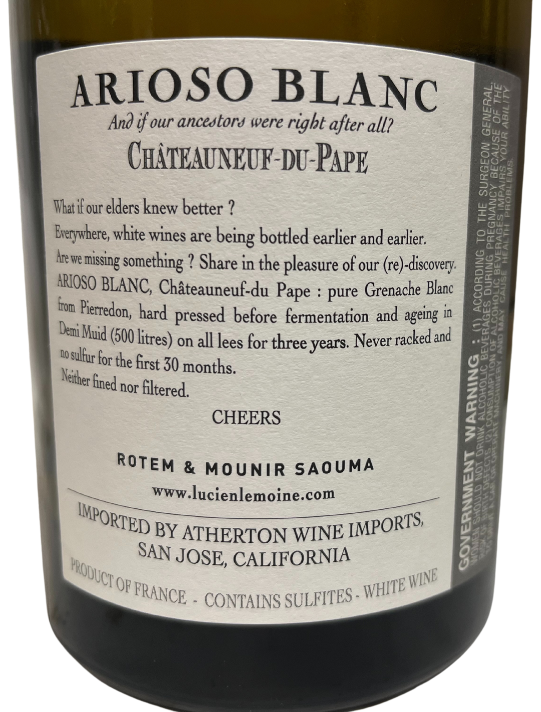 2020 Rotem & Mounir Saouma Chateauneuf du Pape Arioso Blanc