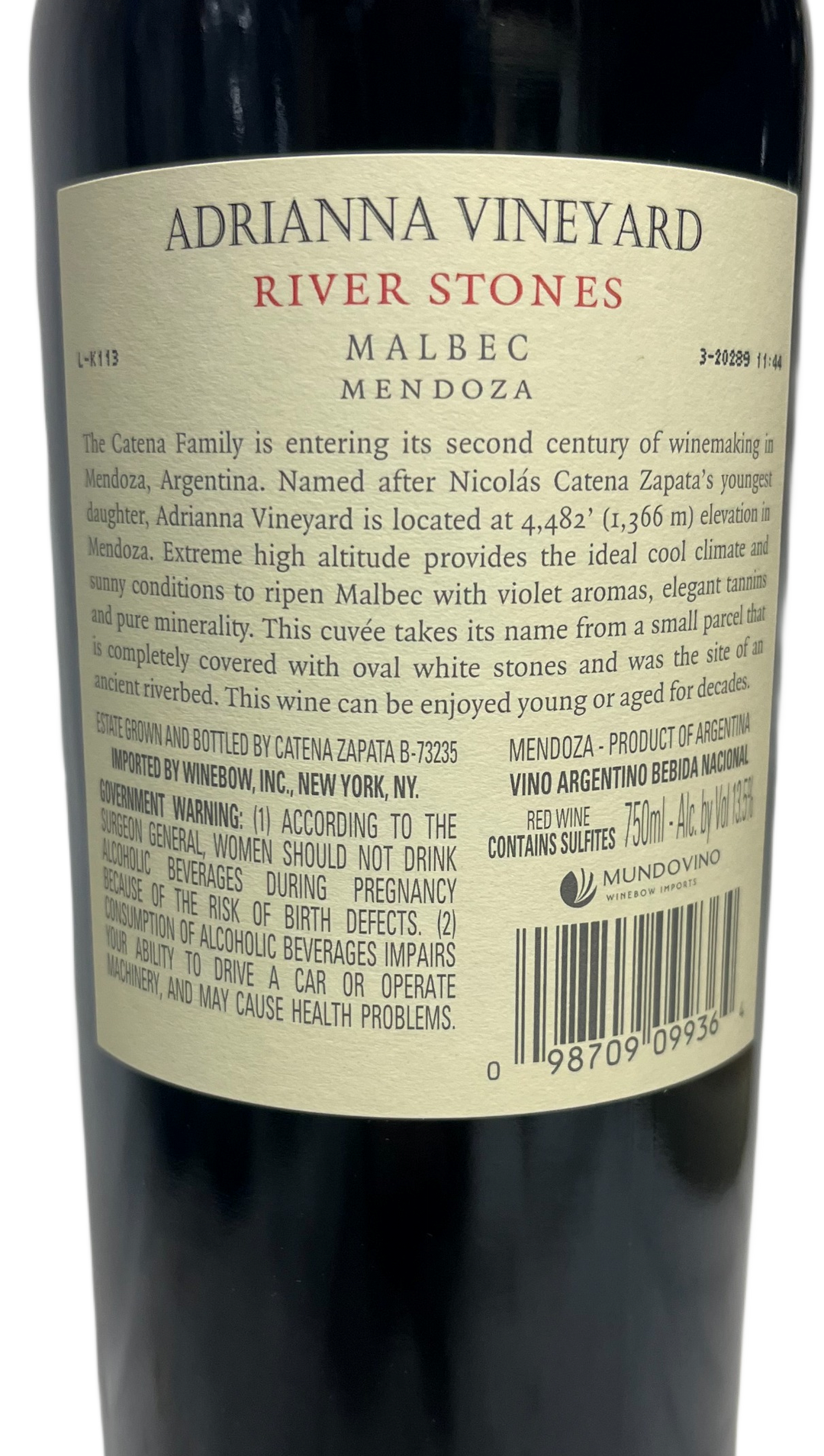 2017 Catena Zapata Adrianna Vineyard River Stones Malbec