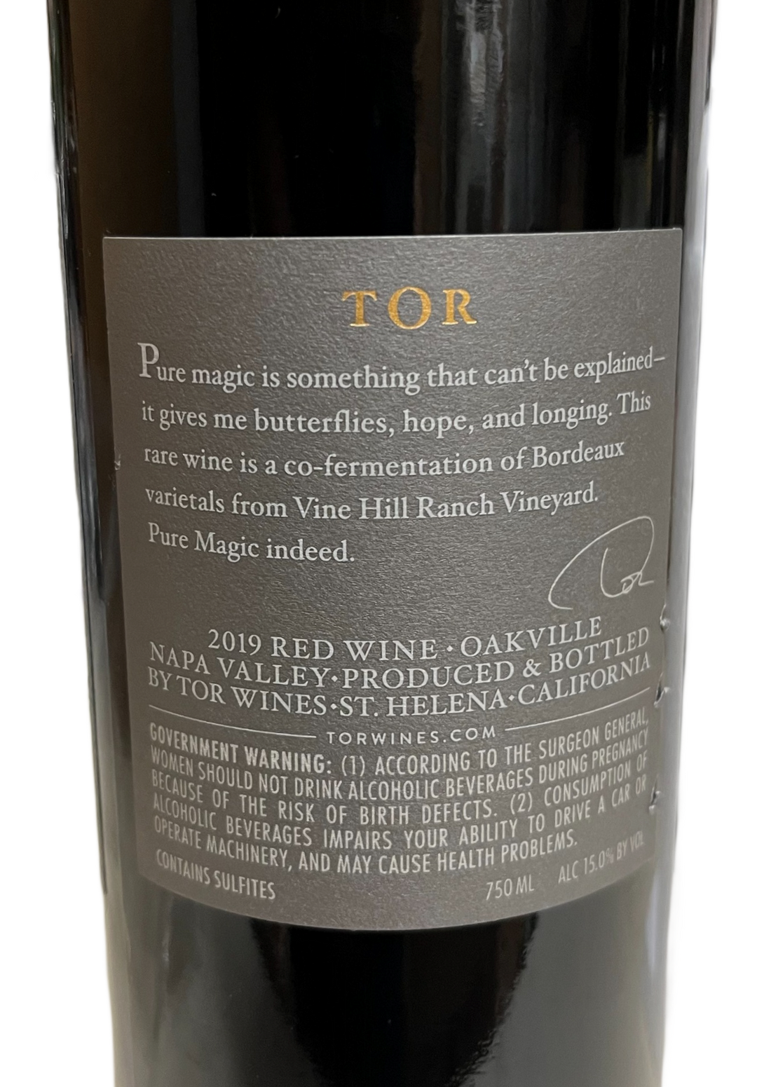 2019 Tor Pure Magic Vine Hill Ranch Cabernet Sauvignon