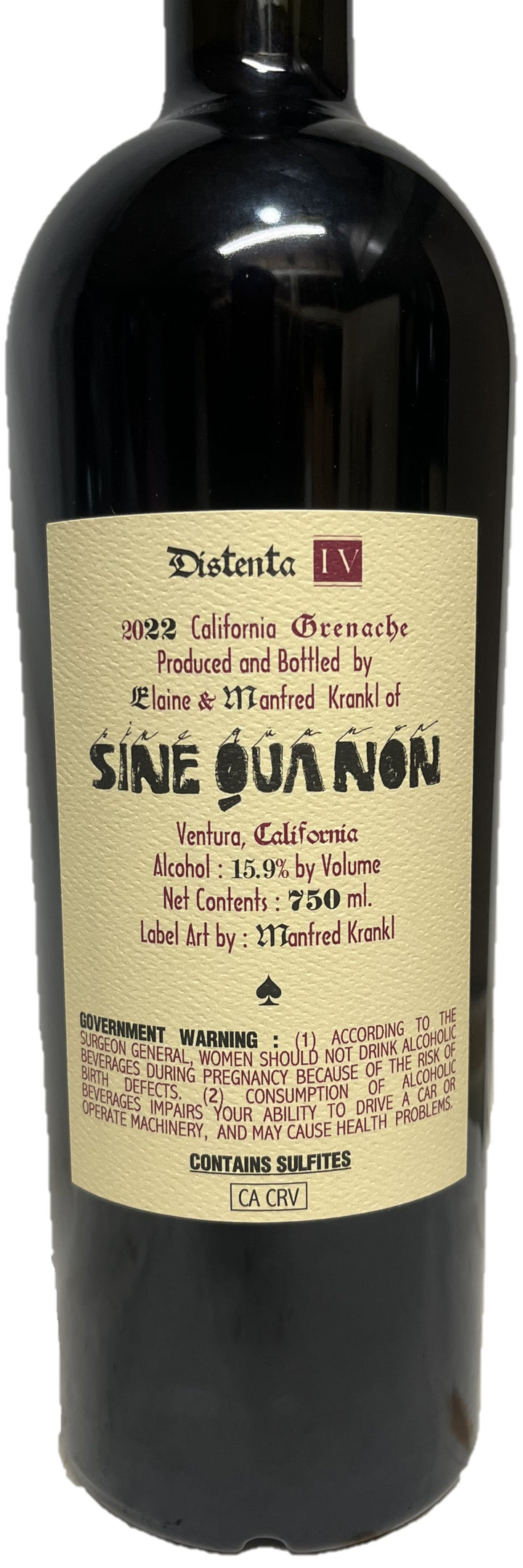 2022 Sine Qua Non Distenta IV Grenache