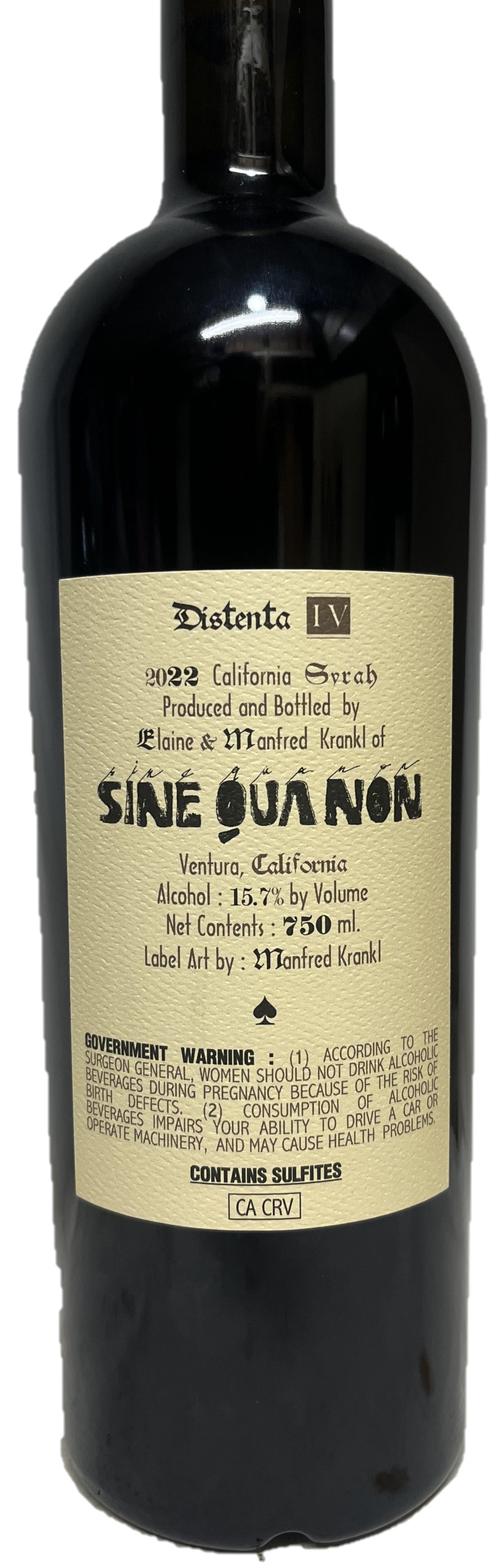 2022 Sine Qua Non Distenta IV Syrah