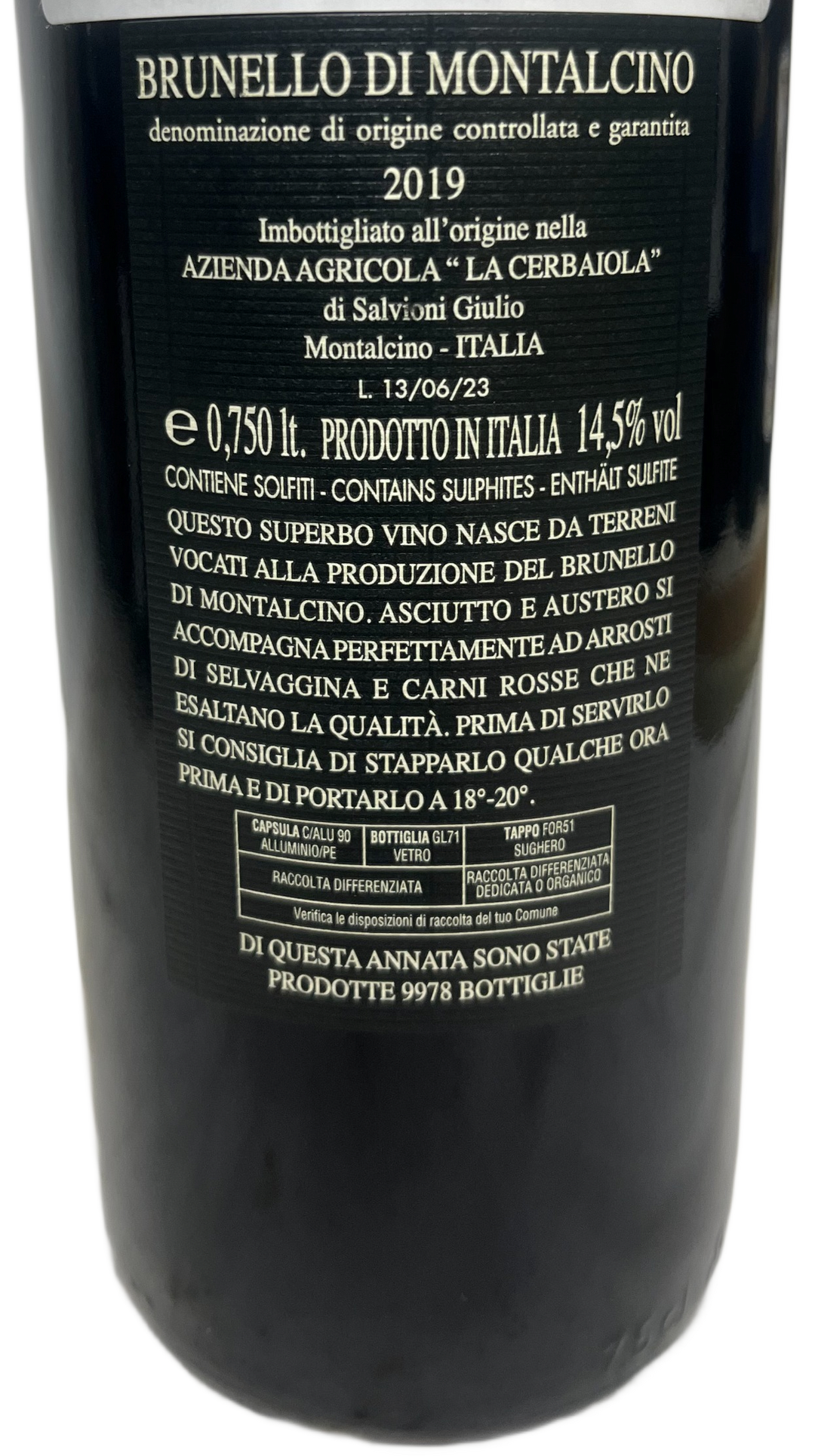 2019 Giulio Salvioni Brunello di Montalcino La Cerbaiola