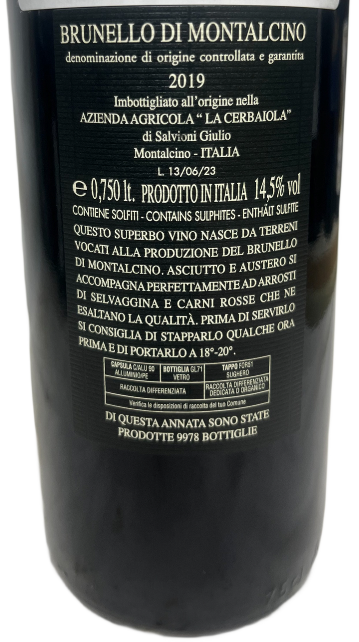 2019 Giulio Salvioni Brunello di Montalcino La Cerbaiola