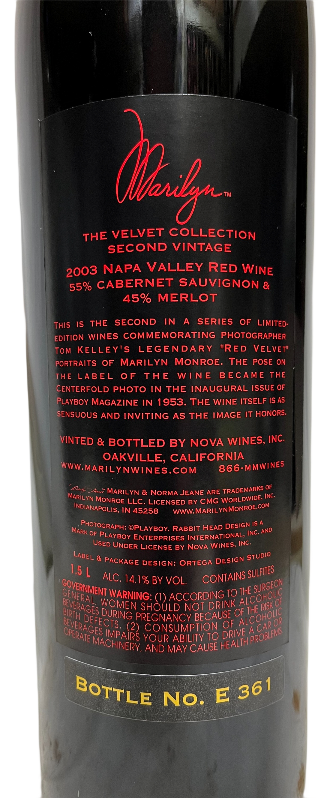 2003 Marilyn Merlot Napa Valley Velvet Collection Merlot - Scratch and Dent