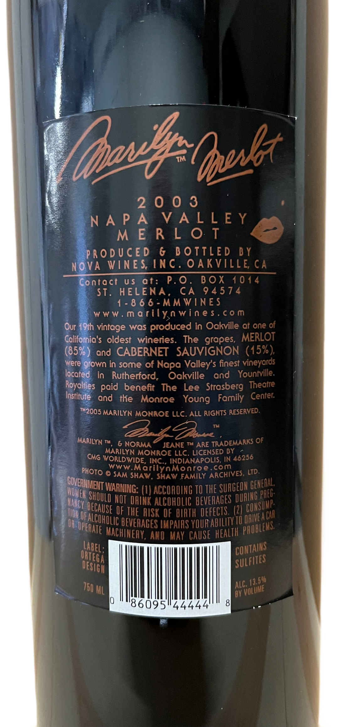 2003 Marilyn Merlot Napa Valley Merlot Etched - Scratch and Dent