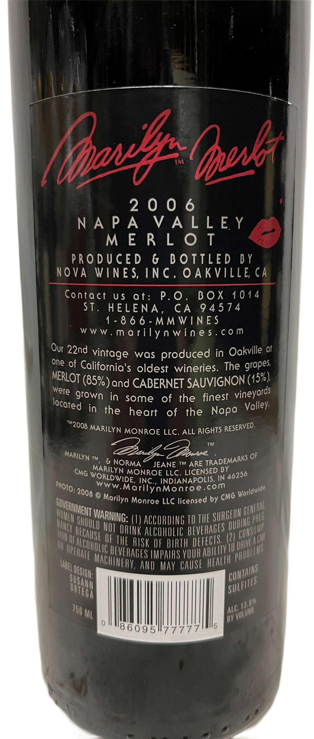 2006 Marilyn Merlot Napa Valley Merlot - Scratch and Dent