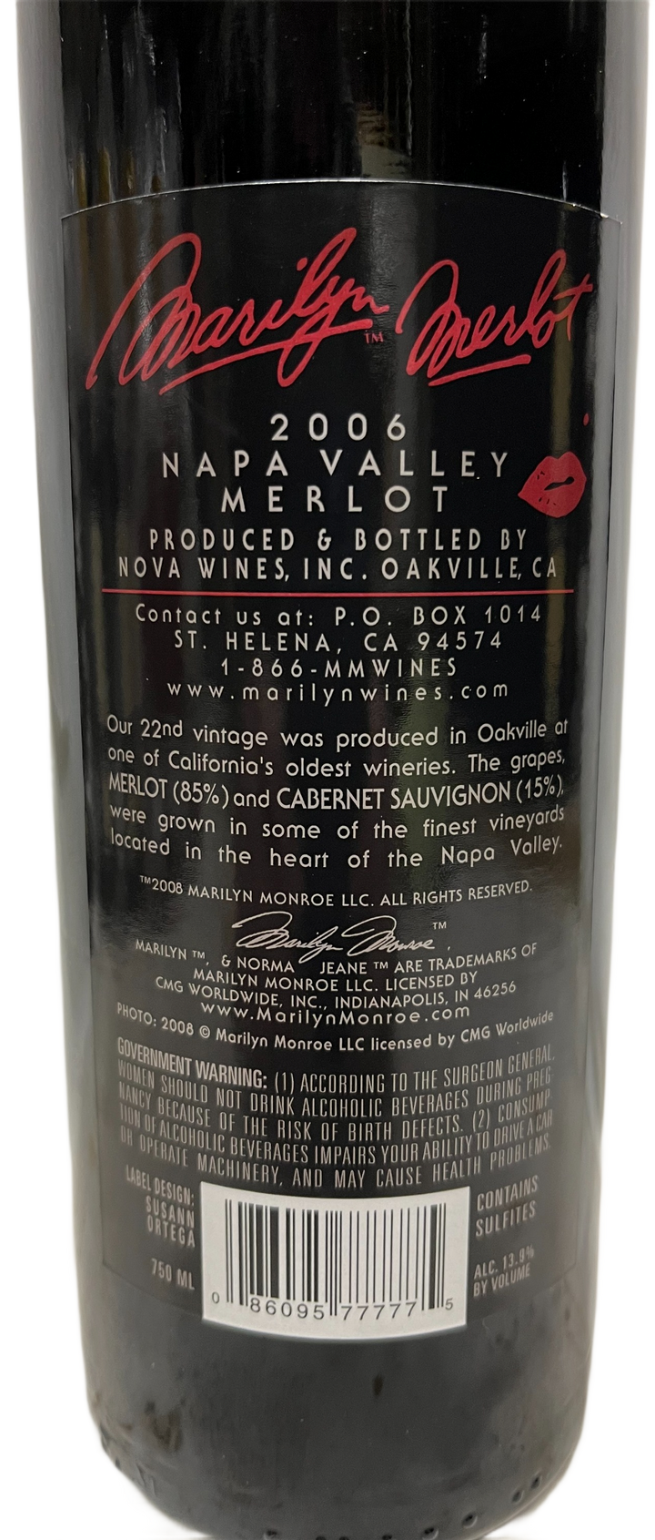 2006 Marilyn Merlot Napa Valley Merlot - Scratch and Dent