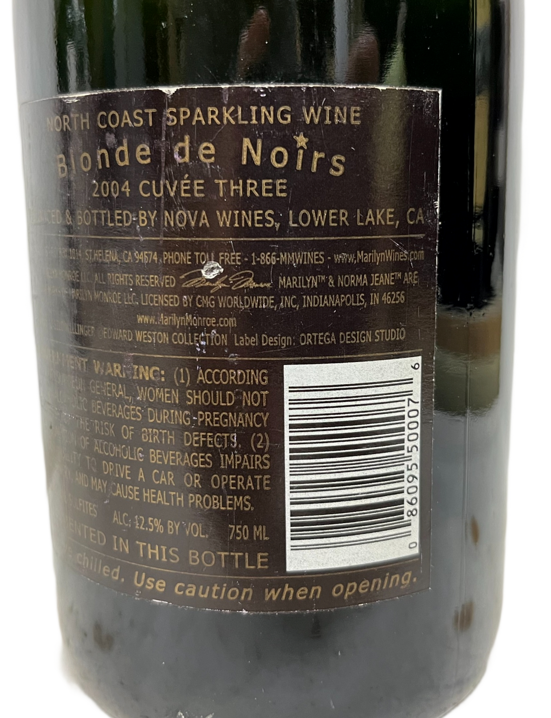 2004 Marilyn Monroe Blonde de Noirs Cuvee Three North Coast Sparkling Wine- Scratch and Dent