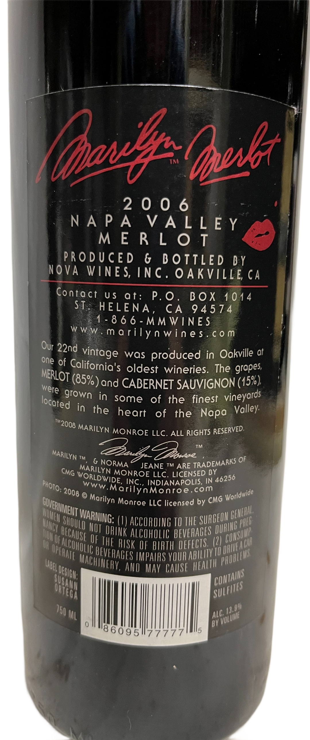 2006 Marilyn Merlot Napa Valley Merlot - Scratch and Dent
