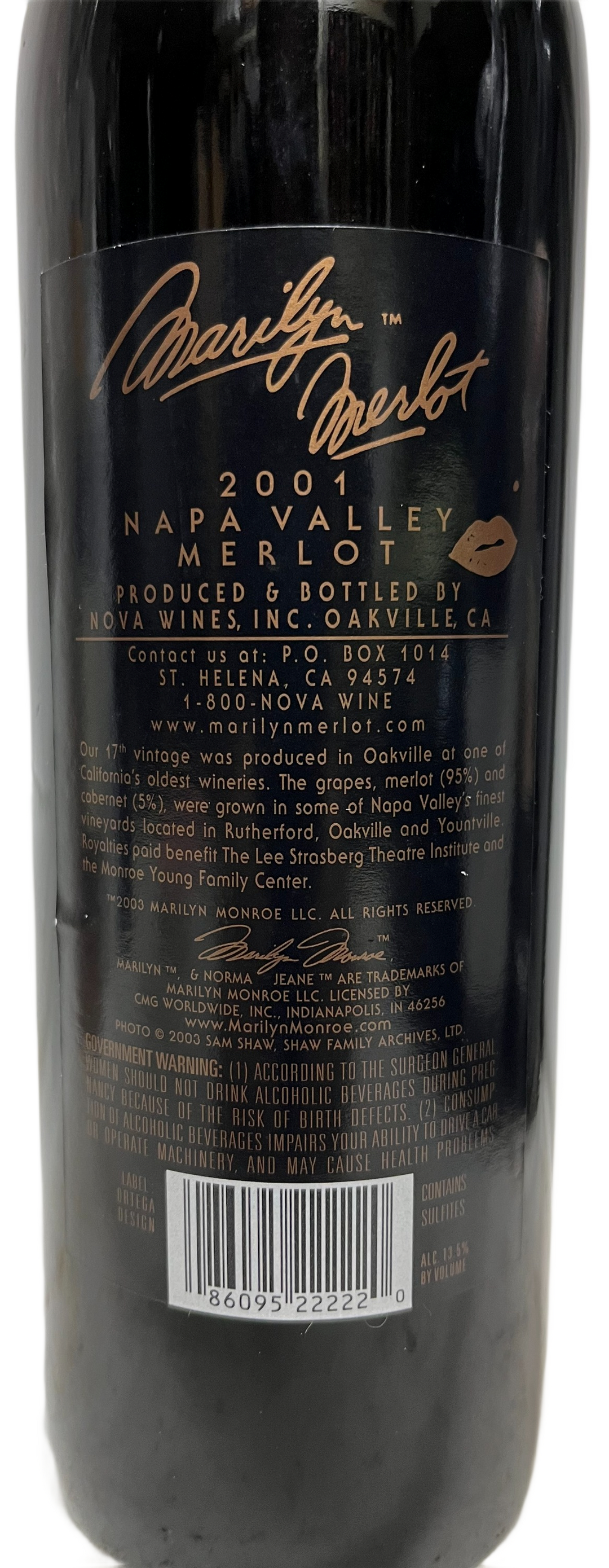 2001 Marilyn Merlot Napa Valley Merlot - Scratch and Dent