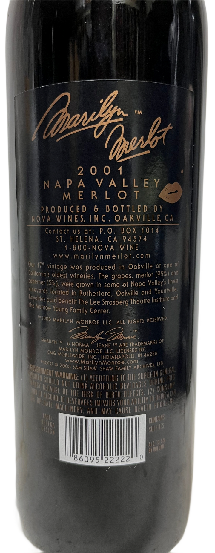 2001 Marilyn Merlot Napa Valley Merlot - Scratch and Dent