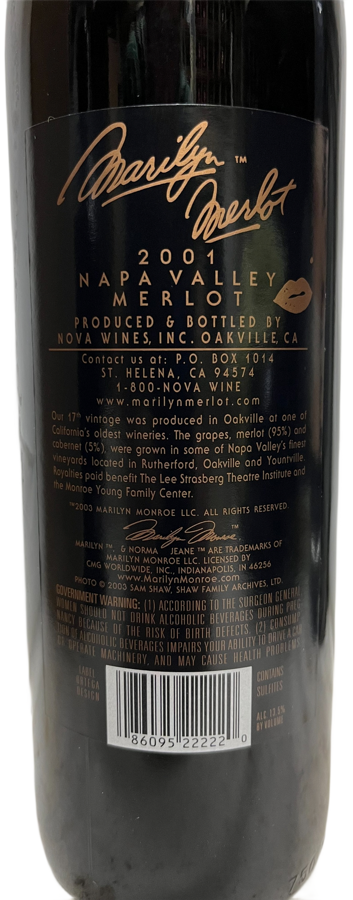 2001 Marilyn Merlot Napa Valley Merlot - Scratch and Dent