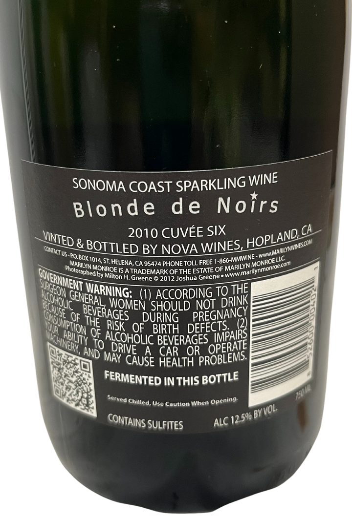 2010 Marilyn Monroe Blonde de Noirs Cuvee Six North Coast Sparkling Wine