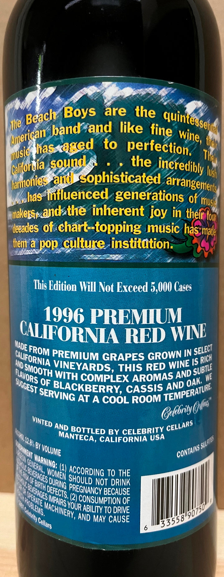 1996 Celebrity Cellars The Beach Boys Proprietary Red Wine