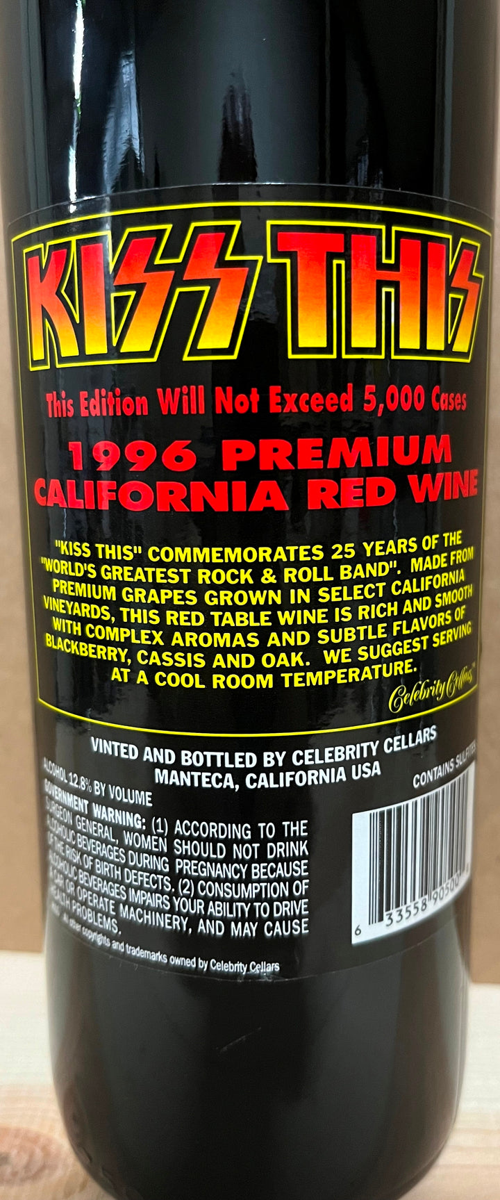 1996 Celebrity Cellars Kiss This Cabernet Sauvignon