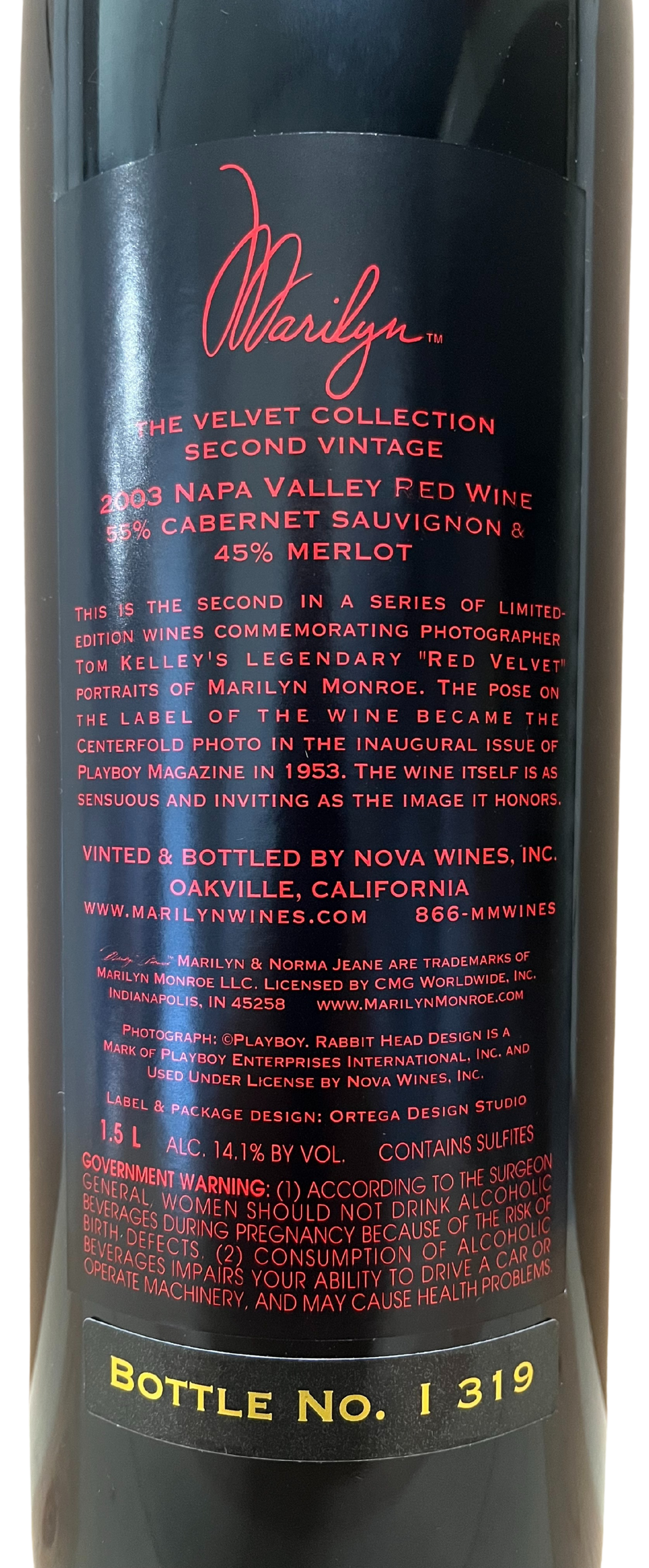 2003 Marilyn Merlot Napa Valley Velvet Collection Merlot - Scratch and Dent